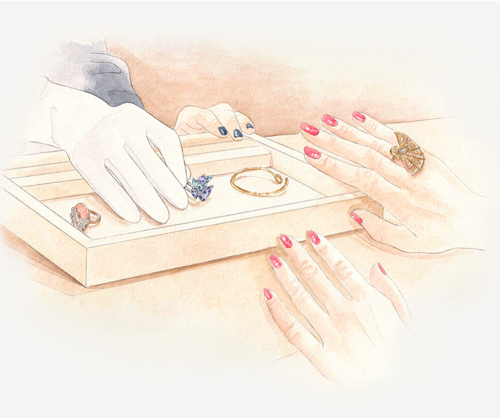 Jewellery try on in our boutique