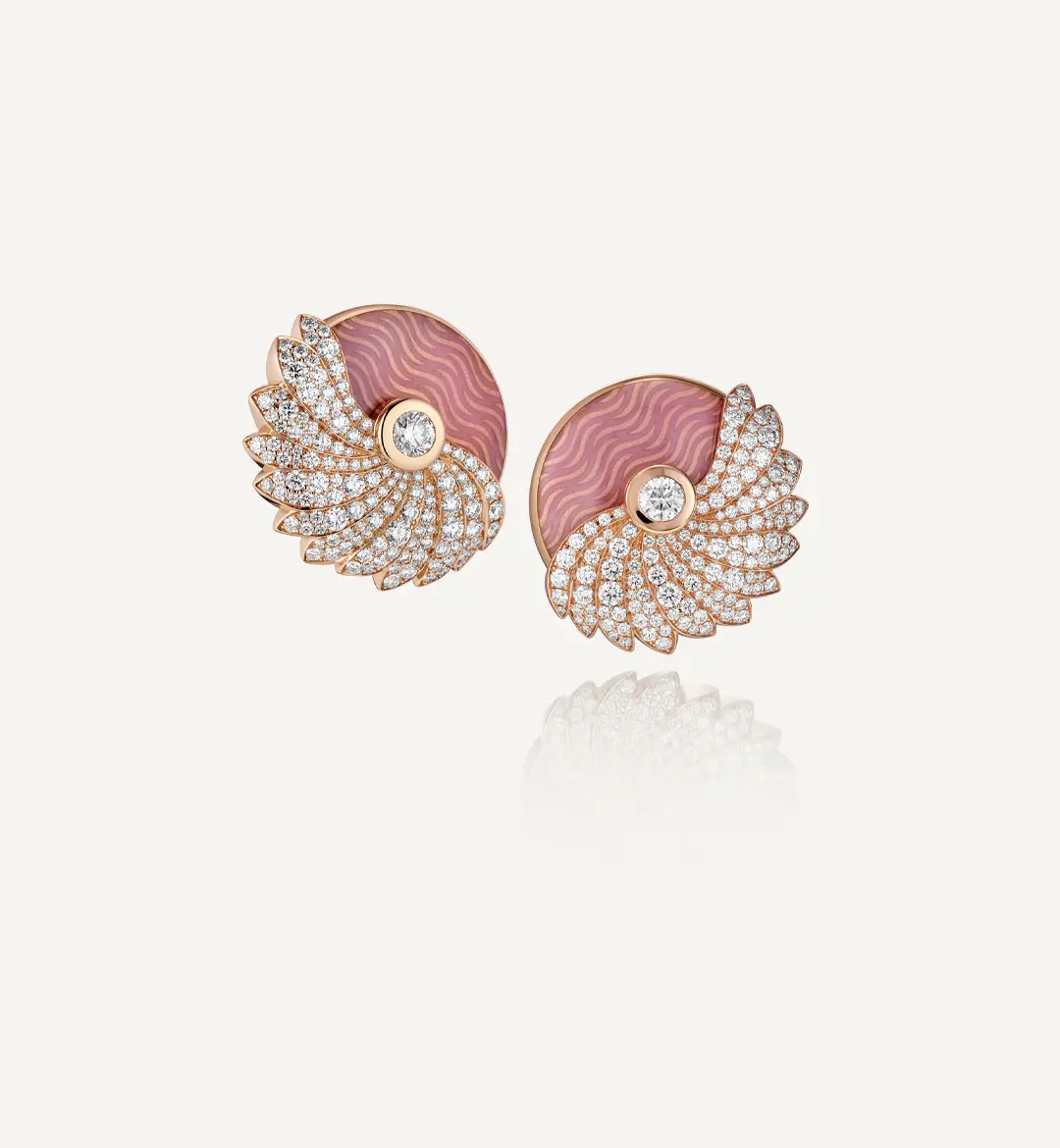Twirly Pink Gold Earrings by Adler Joailliers