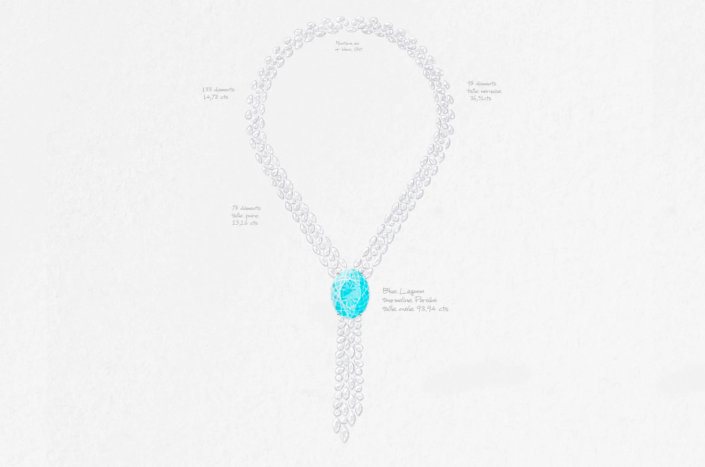 Sketch of Blue Lagoon Necklace by Adler Joailliers