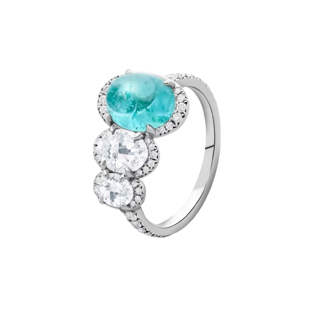 Ring set with Paraiba Cabochon