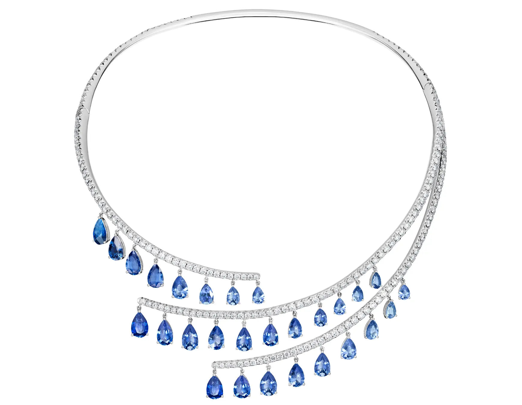 Ballerina High Jewellery Necklace set with Pear-shaped Sapphires