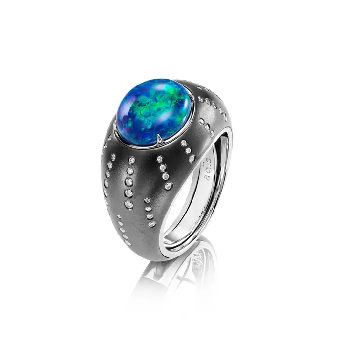 Nebula ring by Adler Joailliers set with one opal